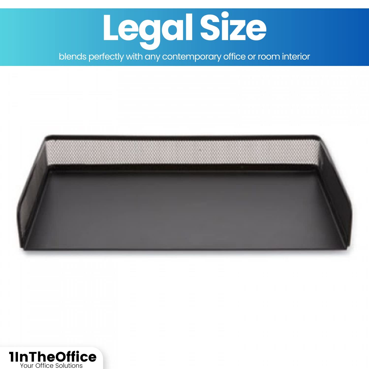 Side Load Letter Tray Stackable Black Mesh Tray Legal Size "2 Pack"