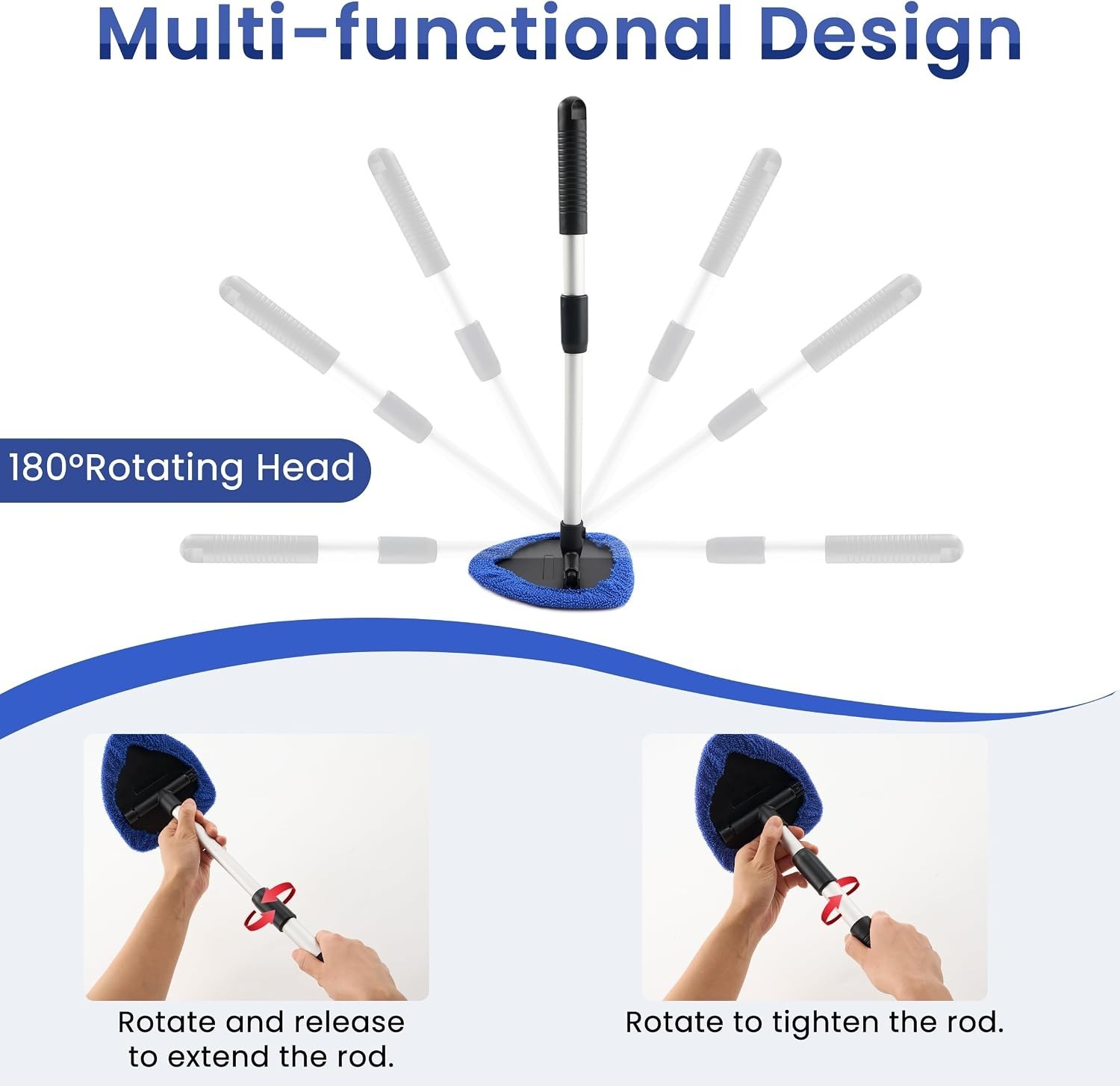 Windshield Cleaner Tool – Car Interior Window Cleaning Kit with Extendable Handl