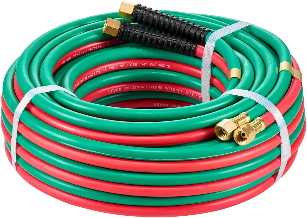 Oxygen Acetylene Hose, 1/4-Inch X 50FT Oxy Acetylene Hose with 9/16"-18 LH/RH B