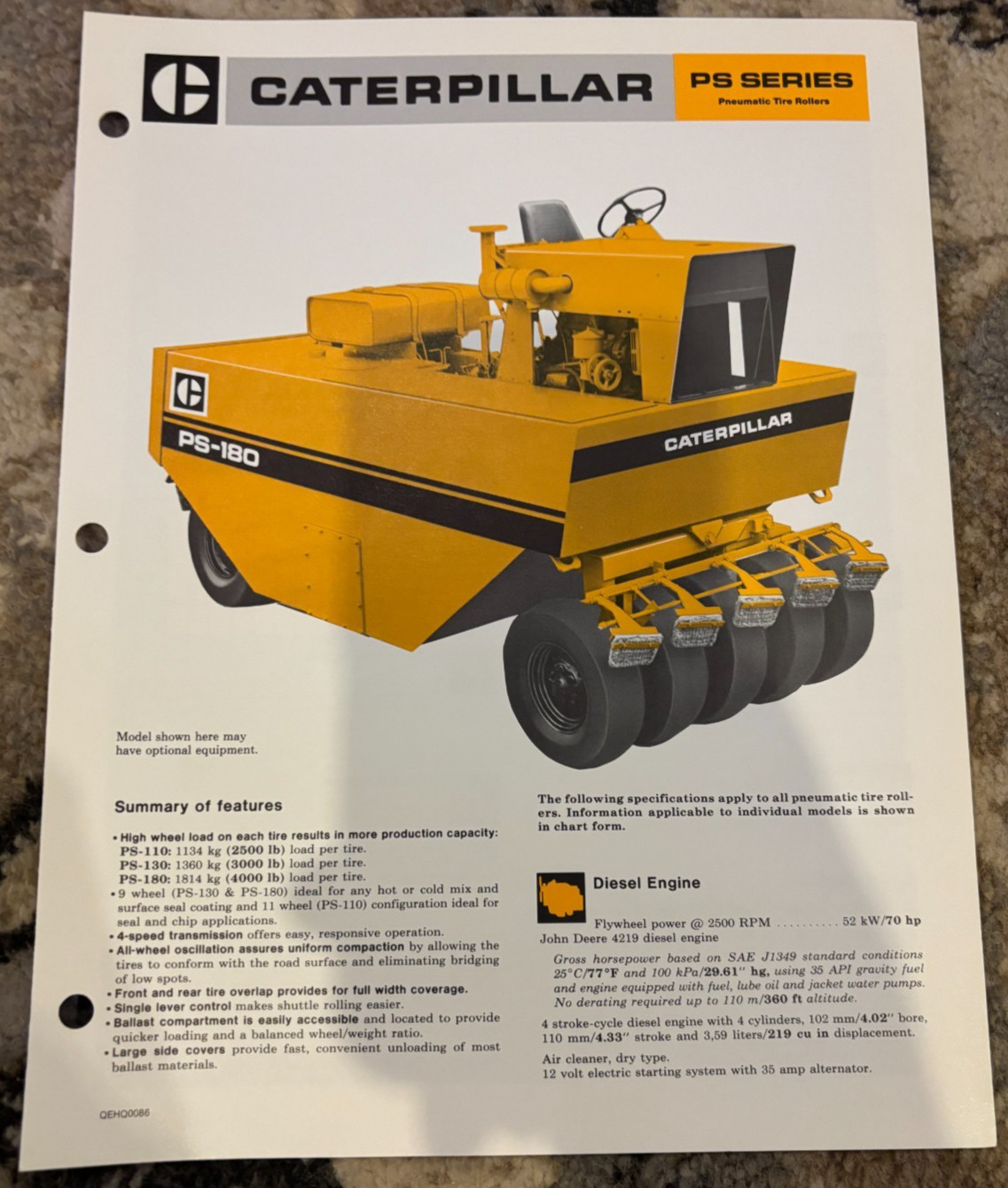 Caterpillar CAT PS Series Pneumatic Tire Rollers Brochure AMIL25