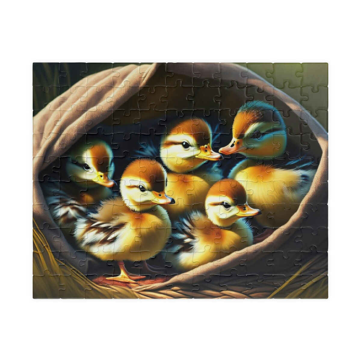 Cute Ducklings Baby Ducks Snuggled Blanket Jigsaw Puzzle 110 Pieces 10X8" inches