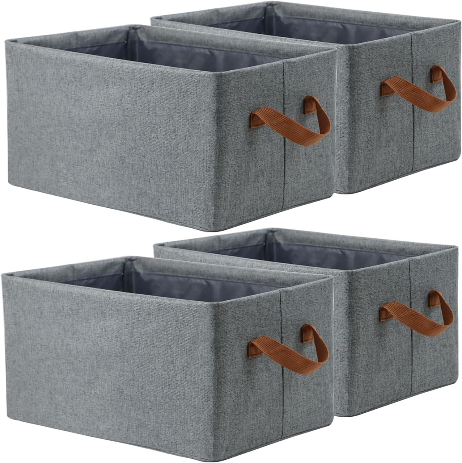 4 PCS Linen Storage Large(No Drawstring & Visible Design), Gray,4 Pack