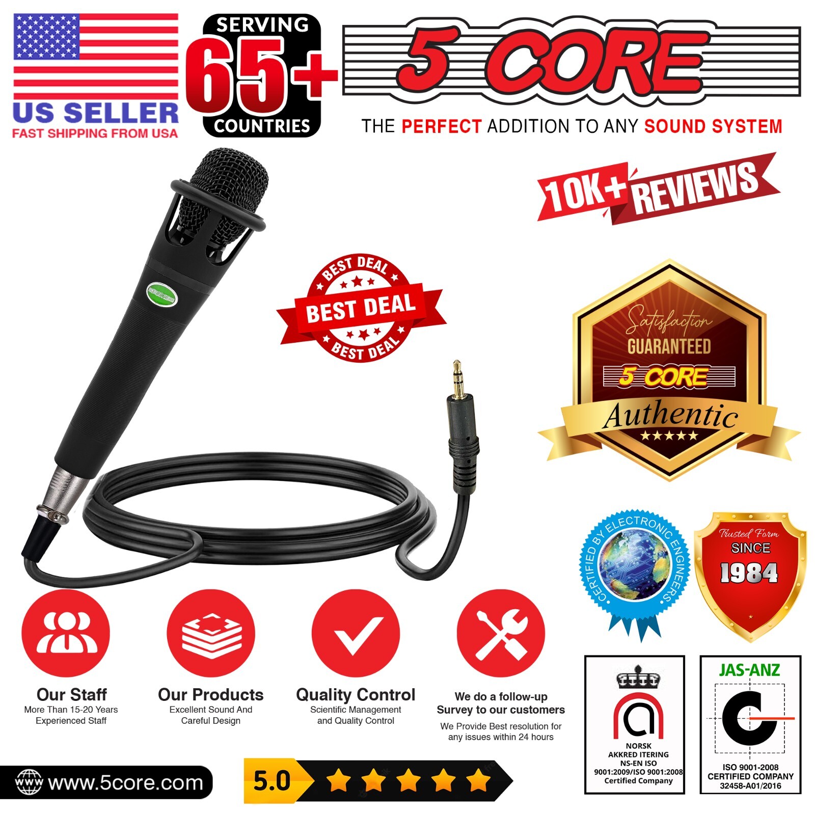 5Core Podcast Mic Vocal Desktop Microphone XLR To Aux 3.5mm Interview +Stand