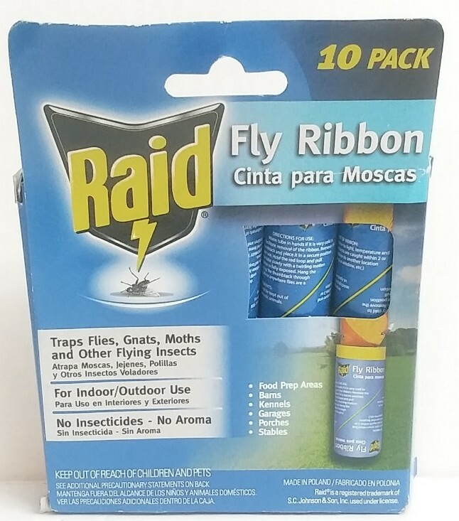 10 Pk Raid Fly Ribbon Flying Insect Glue Strip Trap Flies Gnats Moths