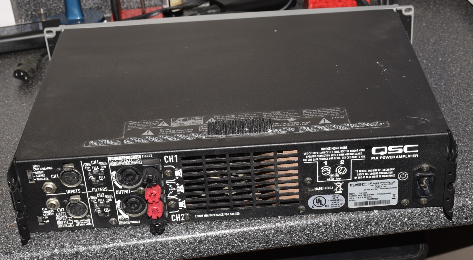 QSC PLX1802 2-CHANNEL RACK MOUNT DJ POWER AMP AMPLIFIER