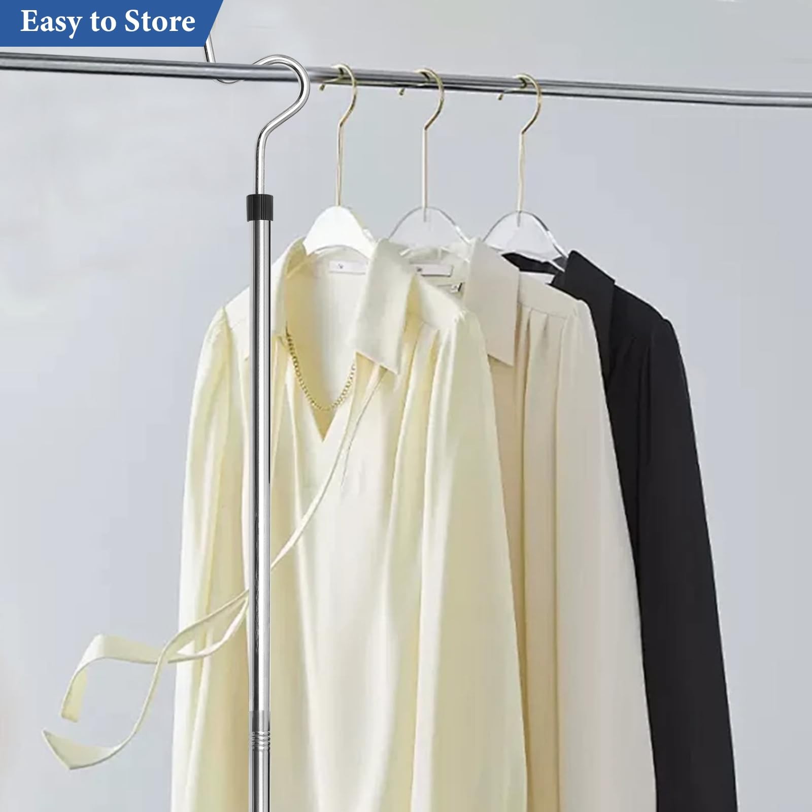 Greeily Clothes Hook Pole, Hanger Reaching for 50inch, silvery
