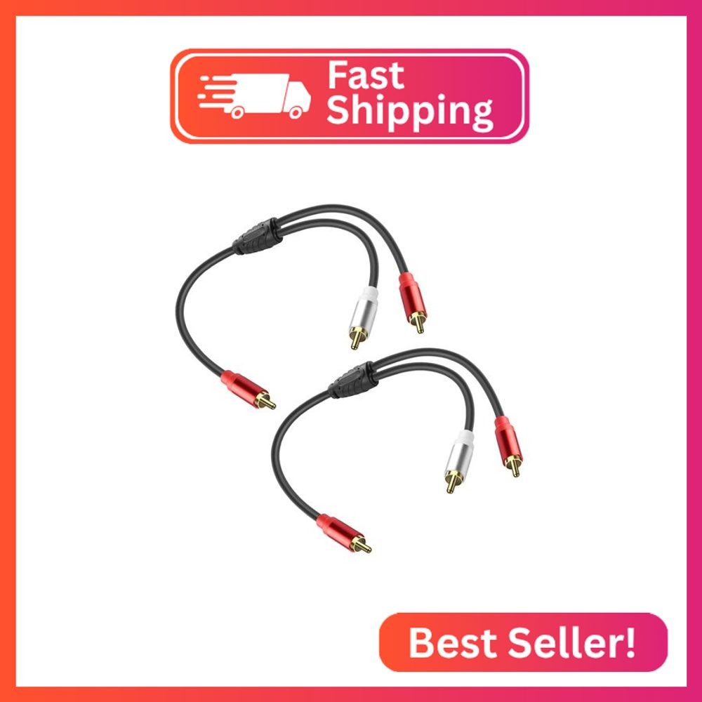 JSADZKJ RCA Y Splitter Cable RCA to 2RCA Stereo Audio Subwoofer Cable Male to Ma