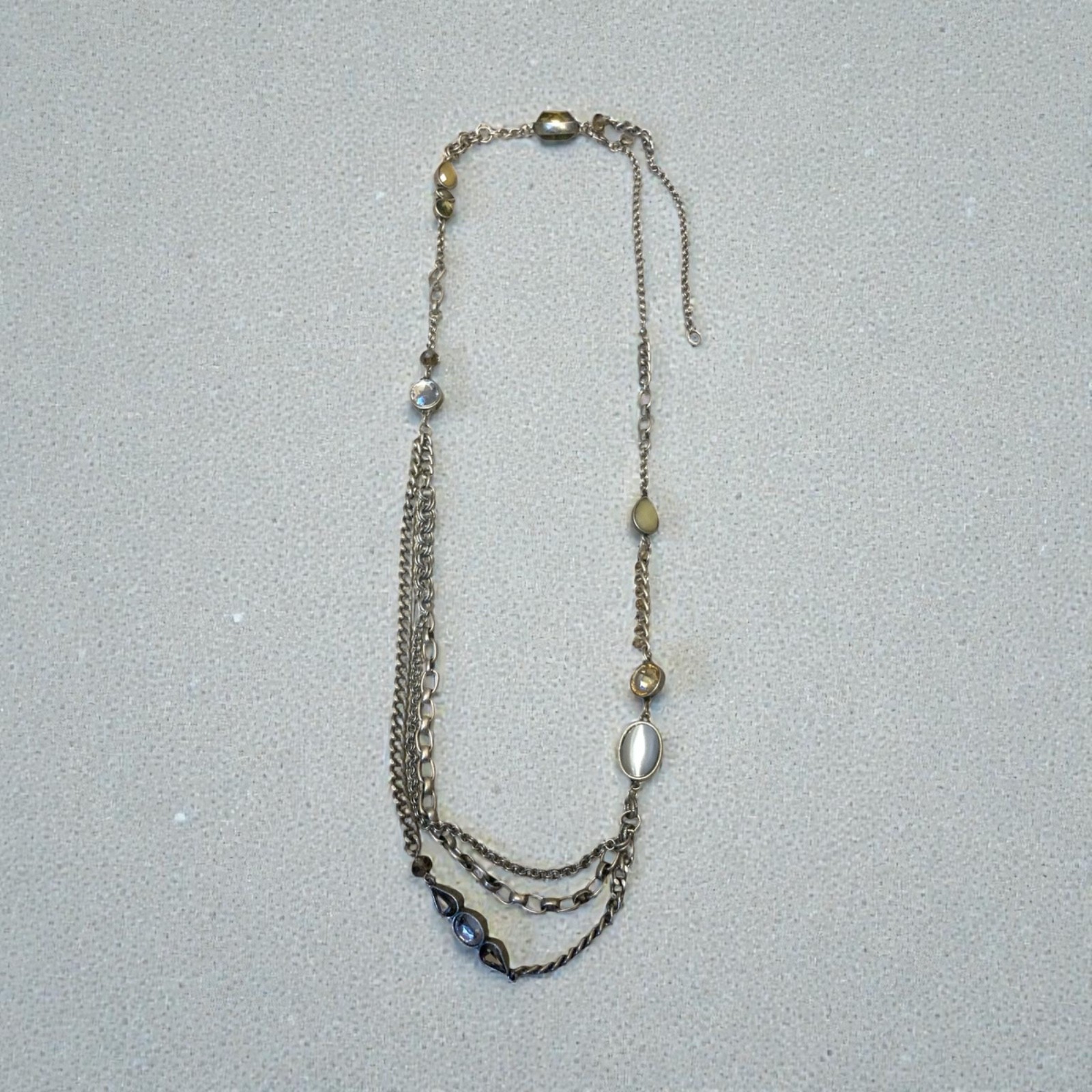 LOFT Silvertone Gray Bead Scoop Chain Necklace