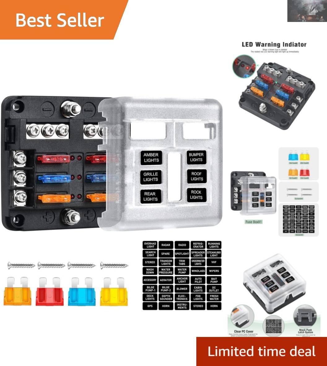 Superior Quality 12V 6-Way Fuse Block with Flame Resistance & Easy Installation
