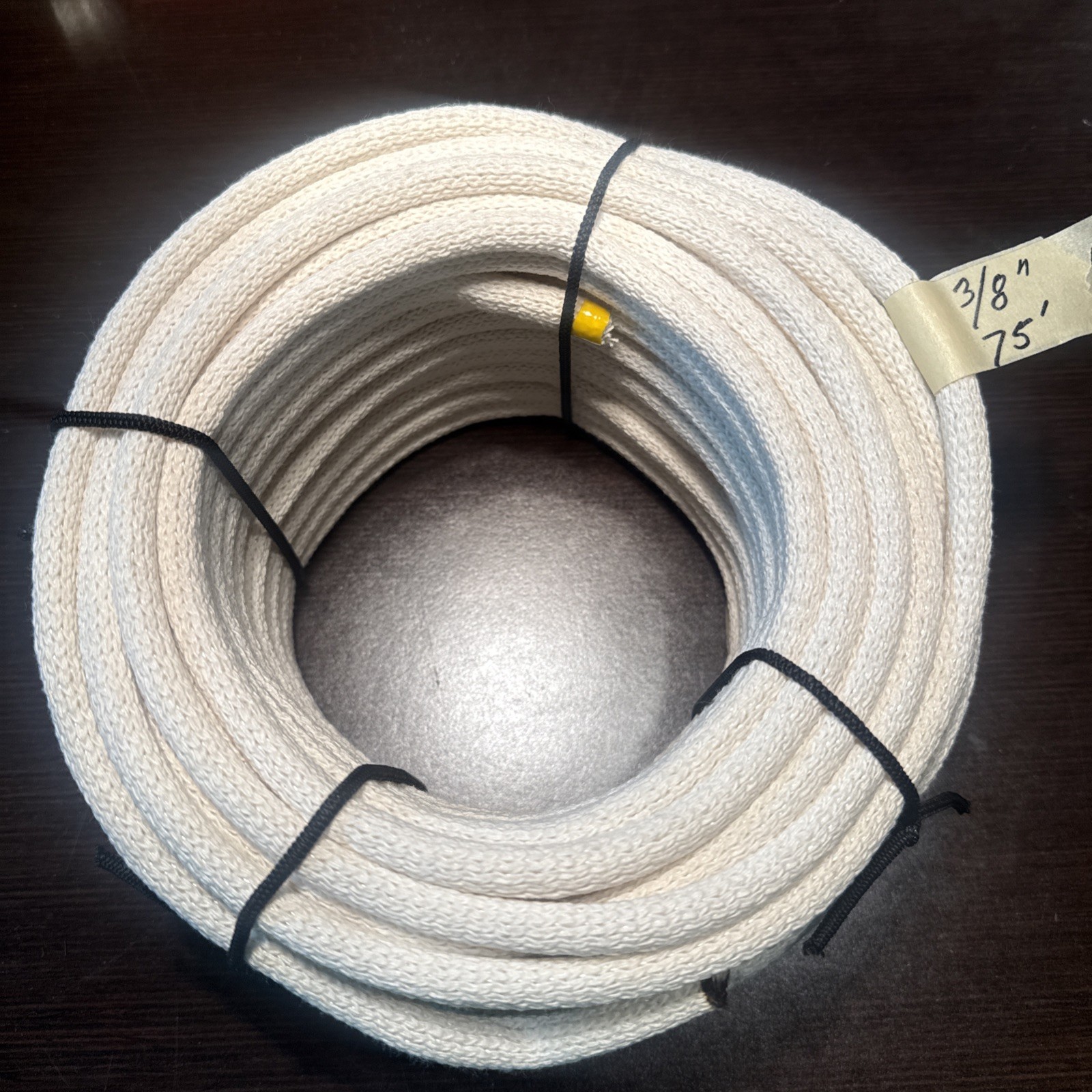 3/8" x 75' Foot Coil Braided Cotton Clothesline Rope / Low Strech UV Resistant