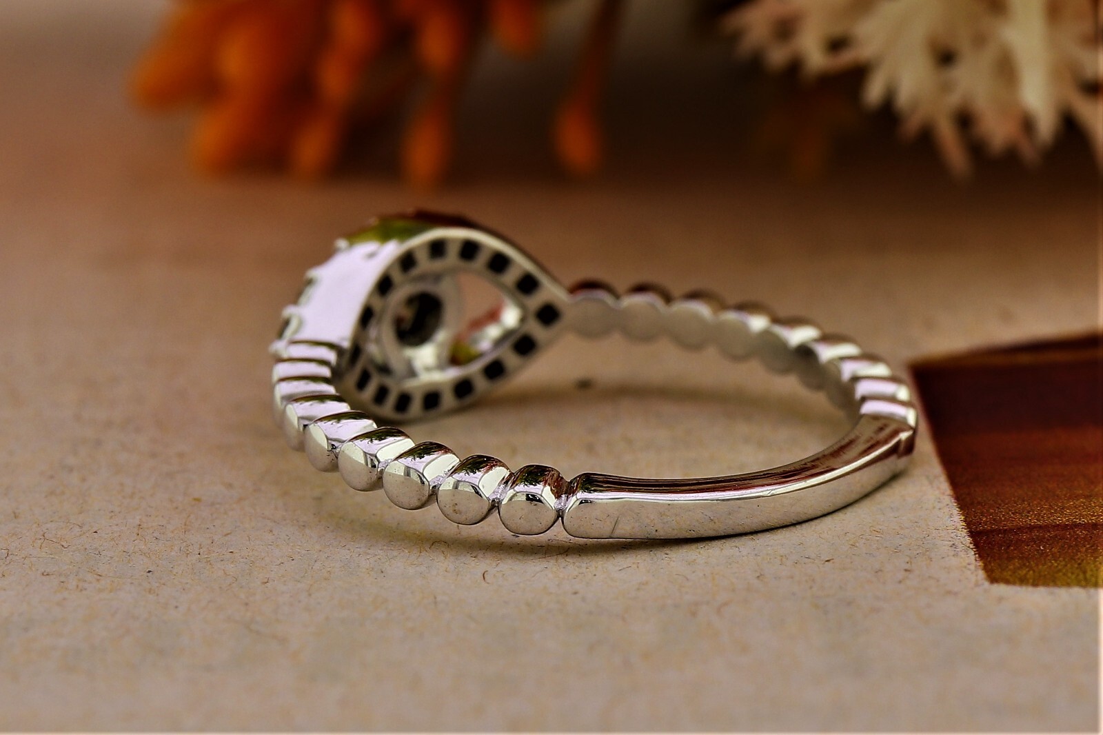 Round Cut Eye Shape Wedding Ring Salt And Pepper Moissanite Ring In S925 Silver