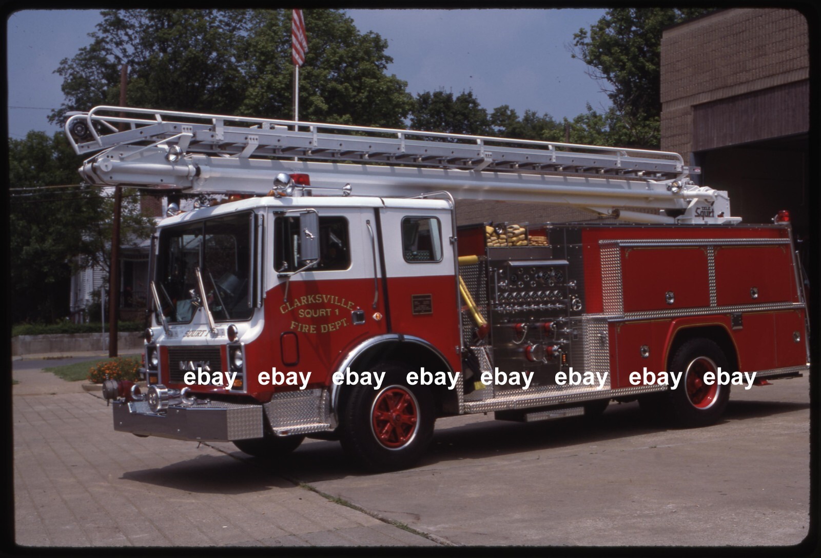 Clarksville TN SQ1 1986 Mack MC American FA 50' TSQ Fire Apparatus Slide