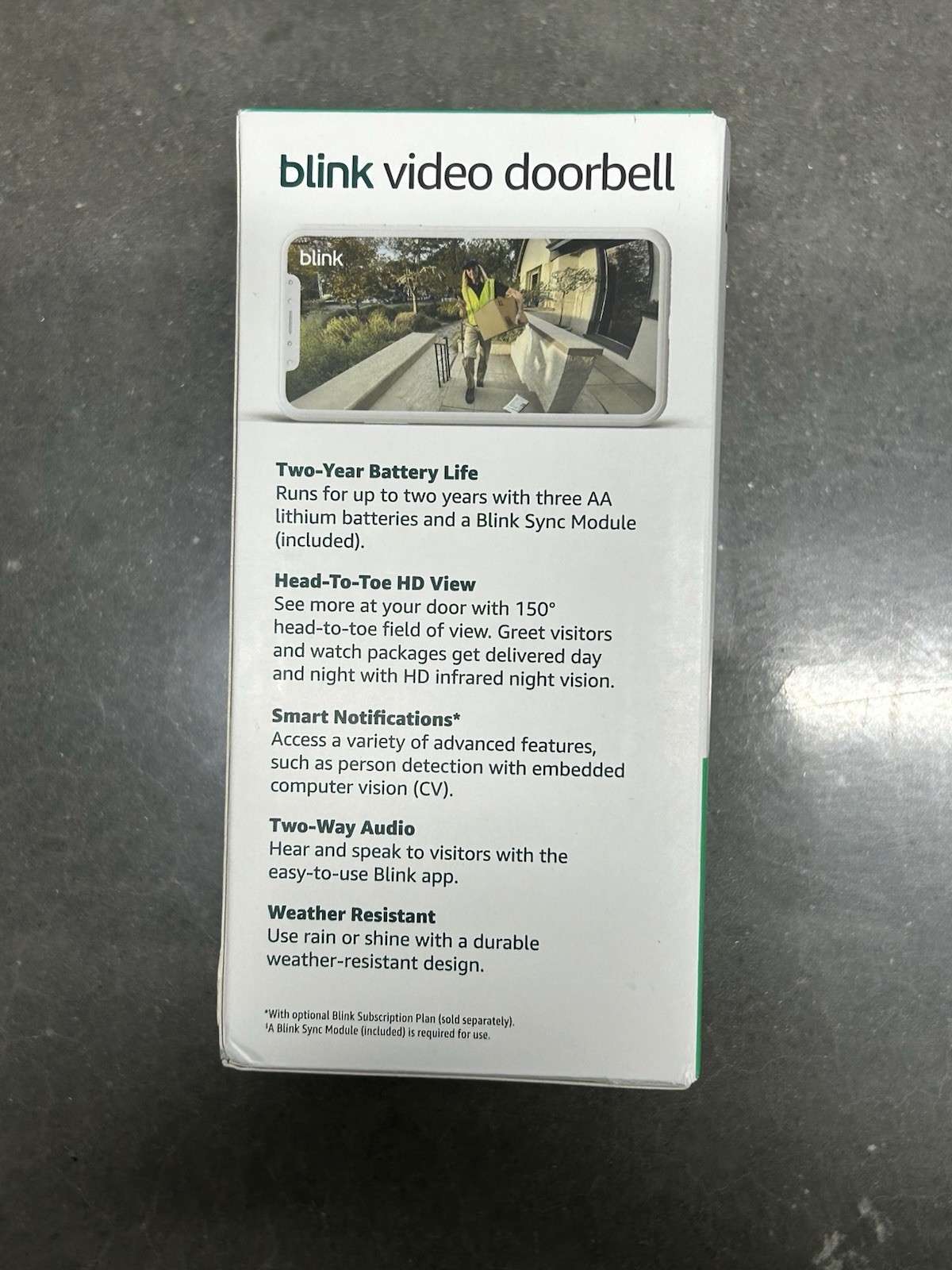 Blink Video Doorbell 2nd Gen Battery Powered w/ Sync Module, Alexa, Night
