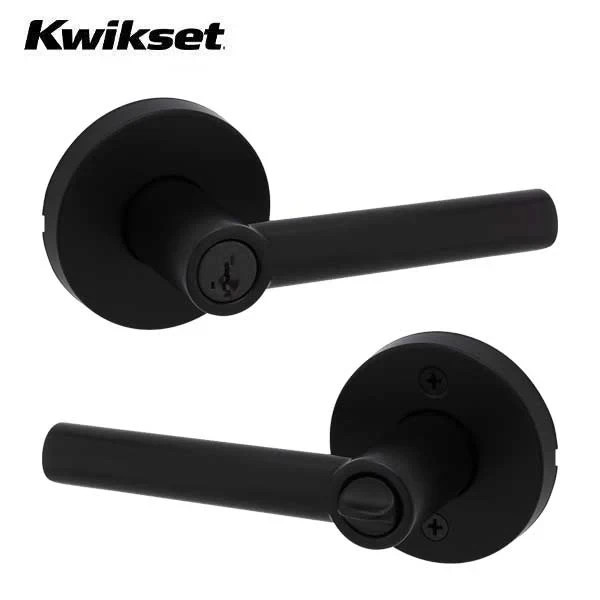 Kwikset Milan Lever Set Round Rose 740-Keyed Entry Matte Black SmartKey Grade 2