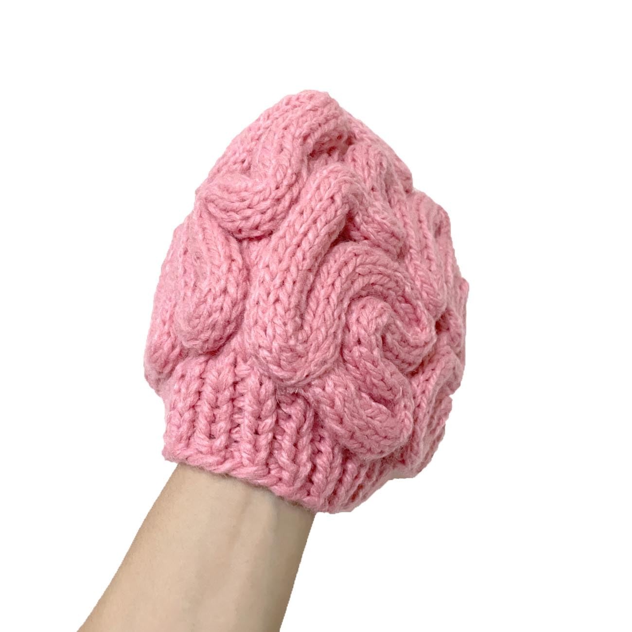 BOMHCS Knitted Crochet Men Women's Novelty Brain Beanies Knit Large, Pink