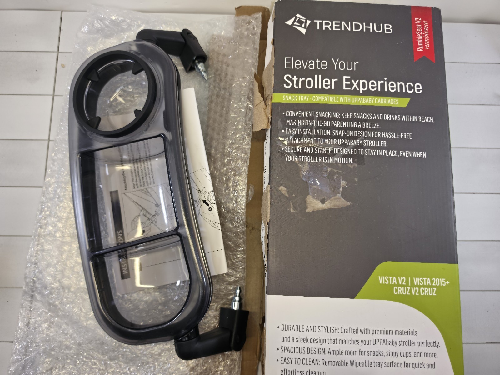 Trendhub Snack Tray Compatible Uppababy Vista V2 Cruz Rumble Seat Baby Easy New!