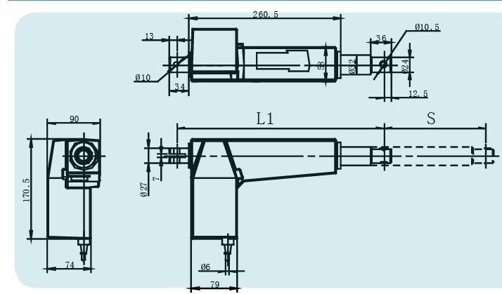 12 inch linear actuator 1348LBS(thrust) 24V DC worm Gear 6mm/s two brackets