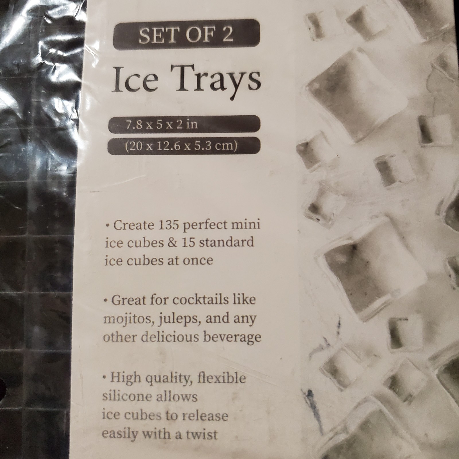 Alta Set Of Two Ice Trays Silicone Stackable Two Sizes Of Ice Cubes