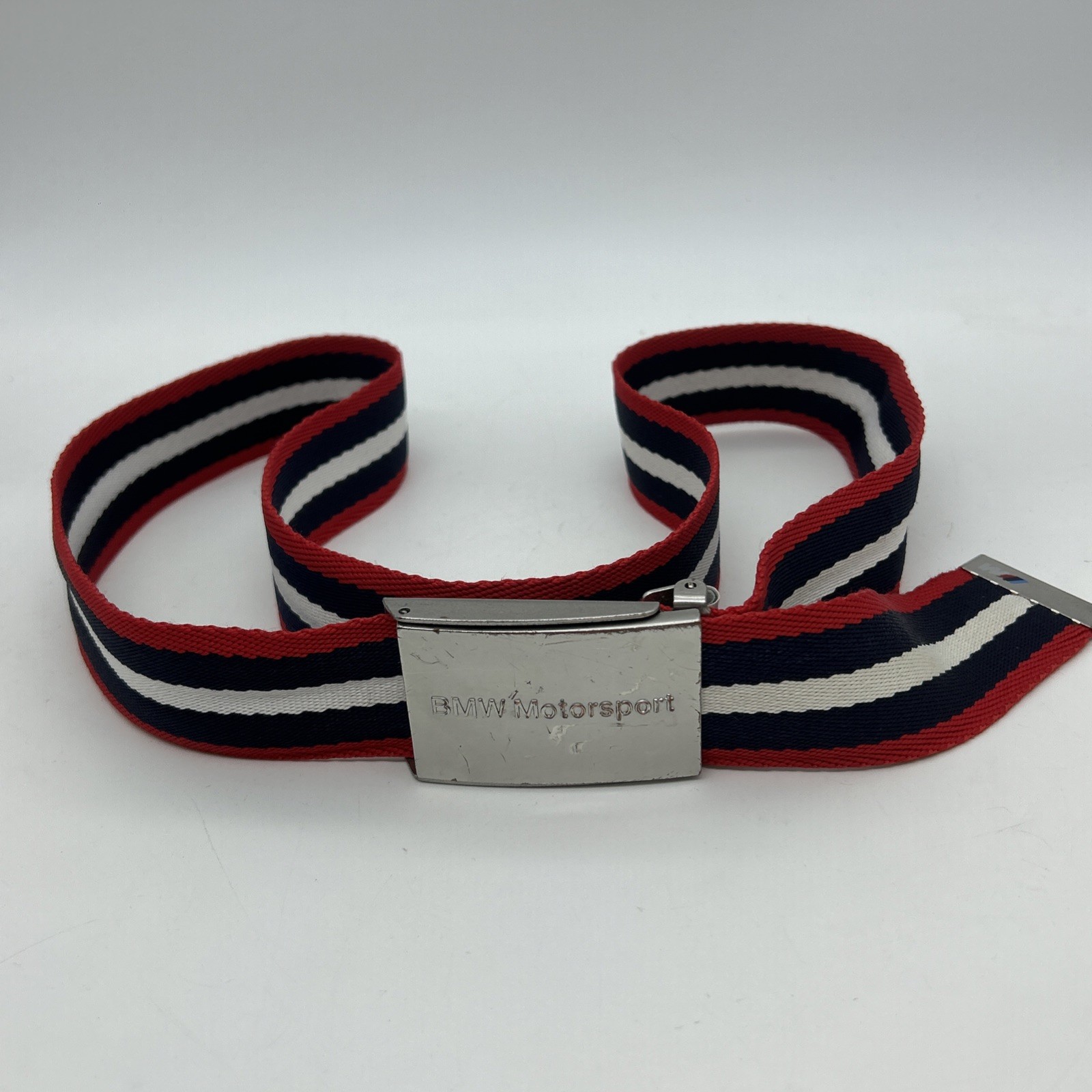 BMW Motorsport Men's Belt 115cm Webbing Metal Buckle Red White Blue