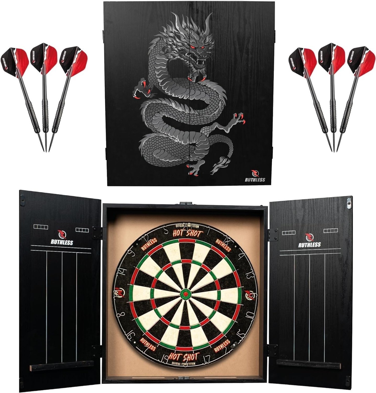 Ruthless Home Darts Centre with or Without LED Light Options | Home Dart Boar...