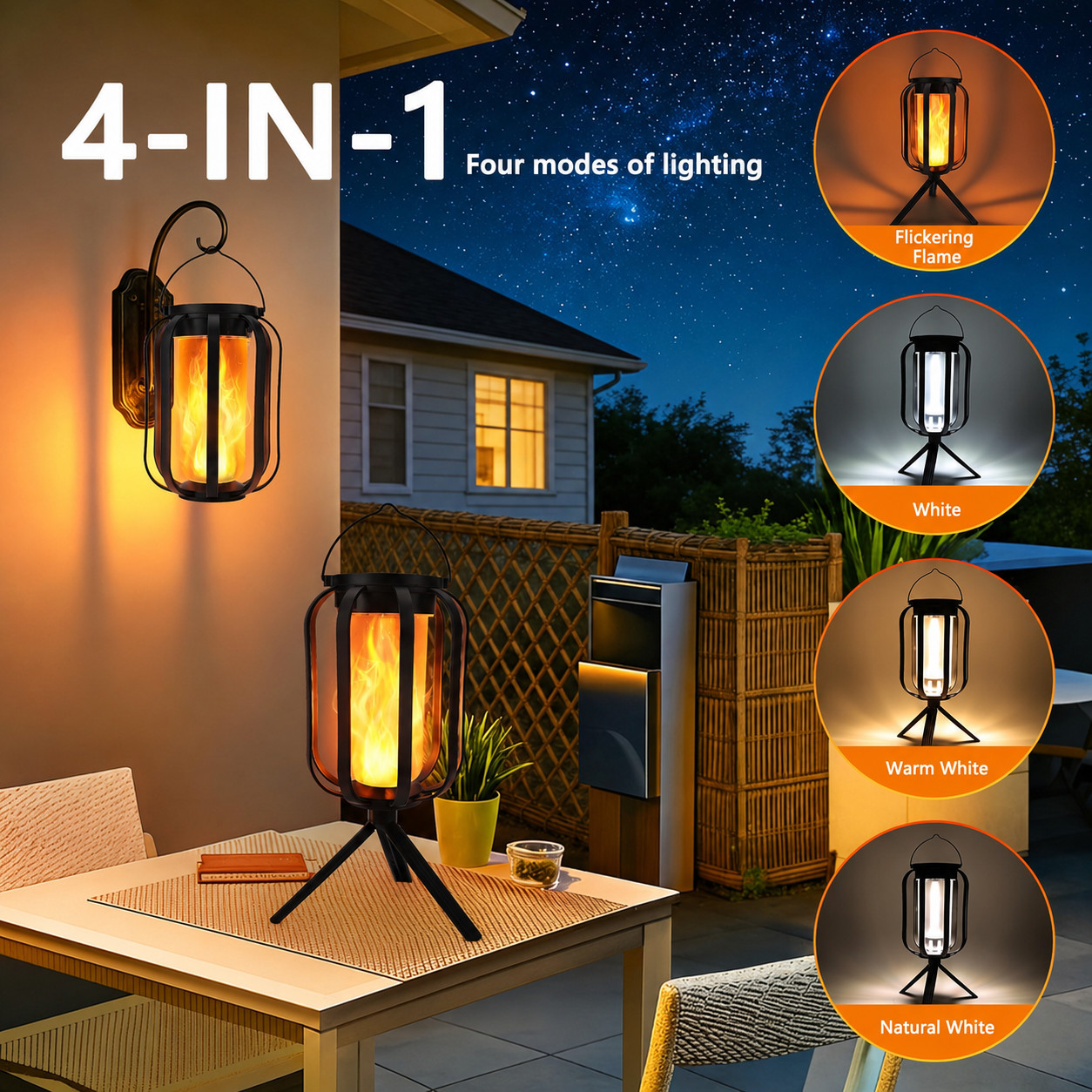 Rechargeable Solar Powered Lantern Lamp Waterproof Outdoor Flame Light Decor NEW