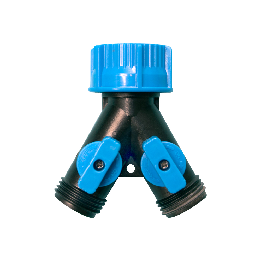 DIG D52 - Y Connector Hose End Splitter W/ Shut-Off Valves - 2 Outlet Manifold
