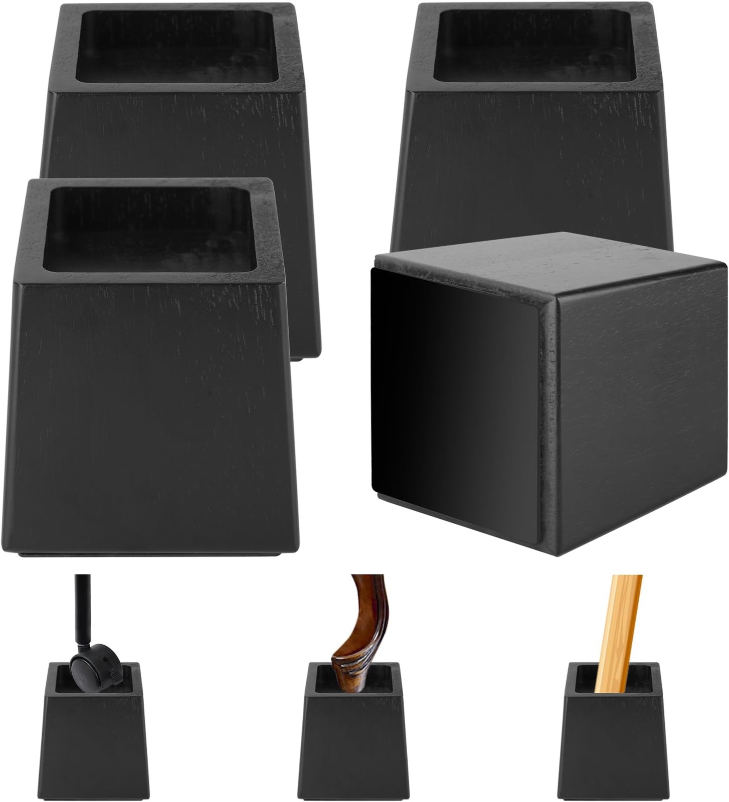 Alpeir Wood Bed Risers Heavy Duty, Support Loading 2200lbs, 4 Pack Furniture ...
