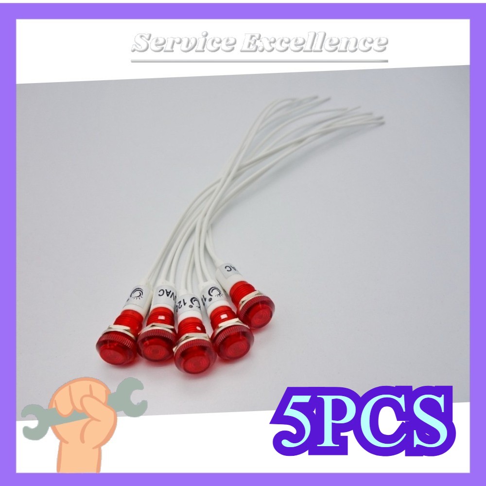 5X 6V AC/DC 10mm RED Panel Mounting Incandescent Indication Signal Pilot Light