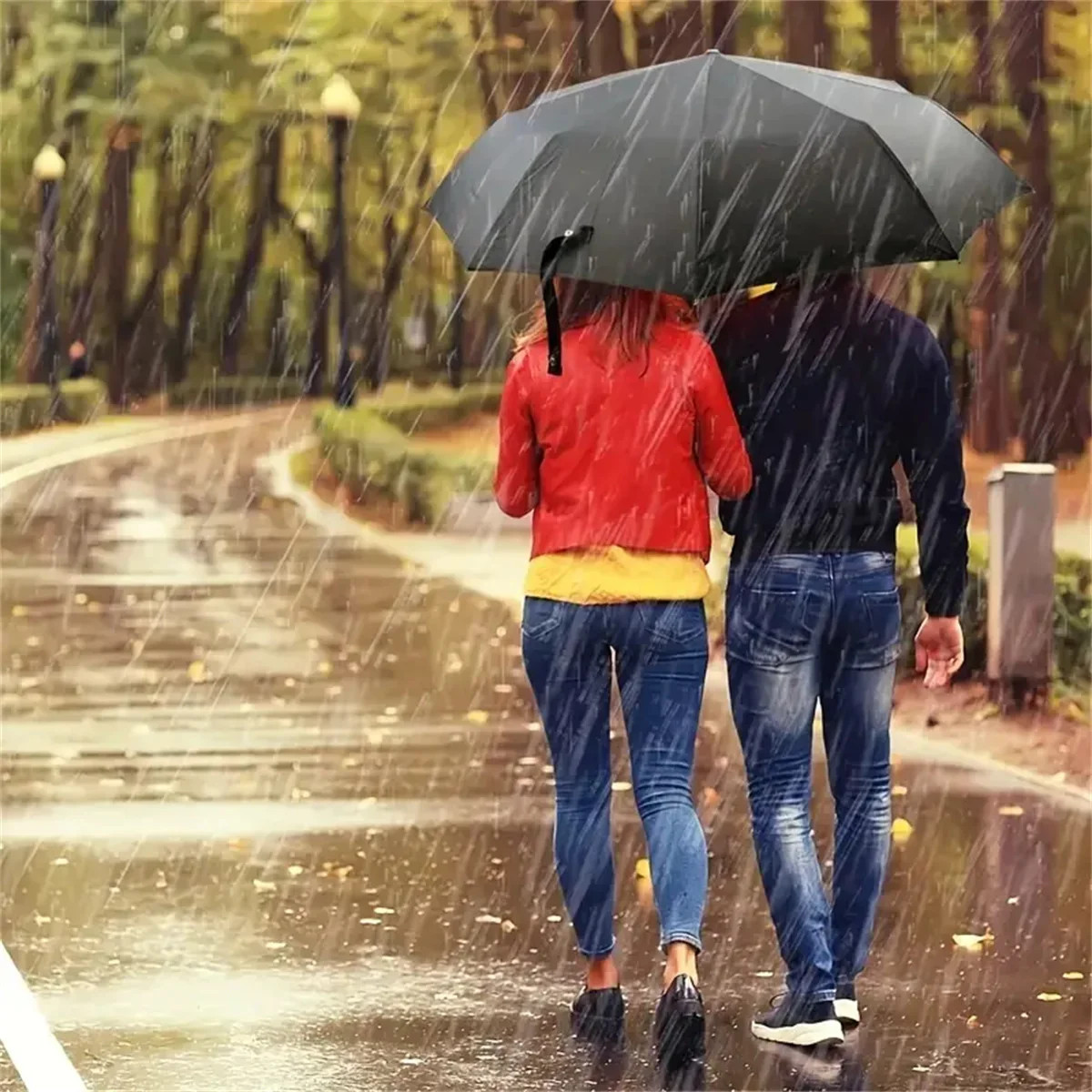12 Bone Black Glue Fully Automatic Umbrella with Thick and Durable Keel Three Fo
