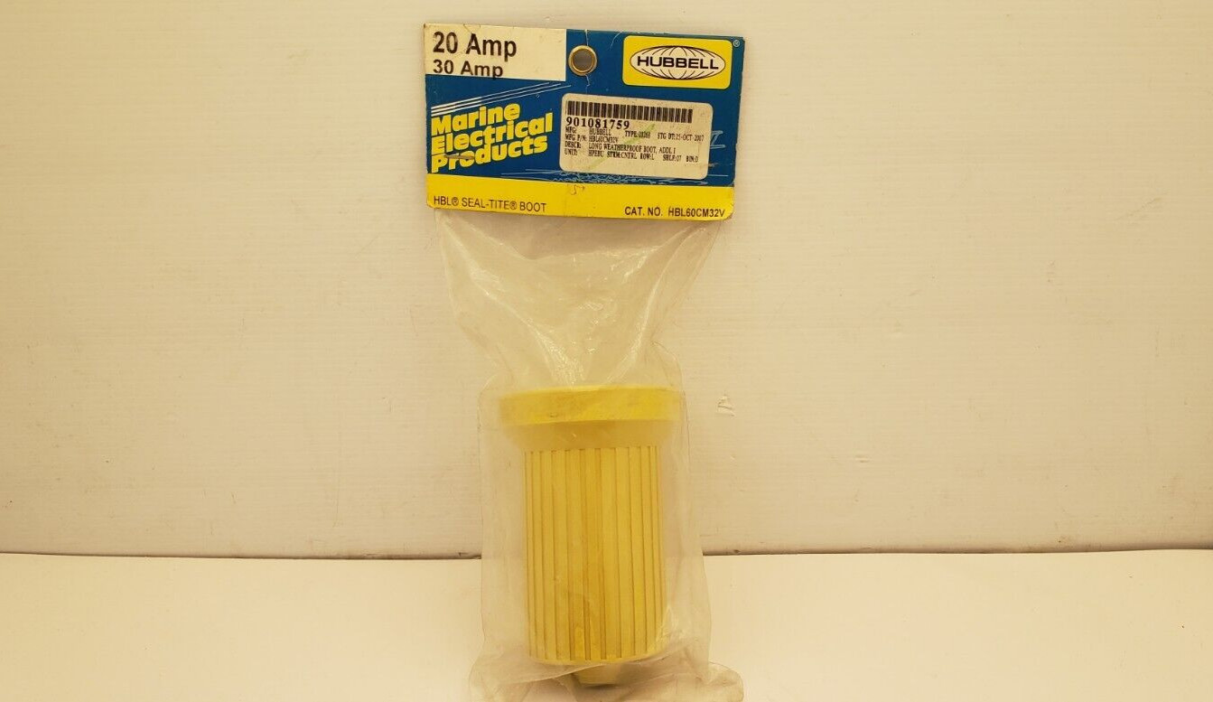 HUBBELL HBL60CM32V WEATHERPROOF DEVICE BOOT, LOCKING CONNECTOR, YELLOW, NIB