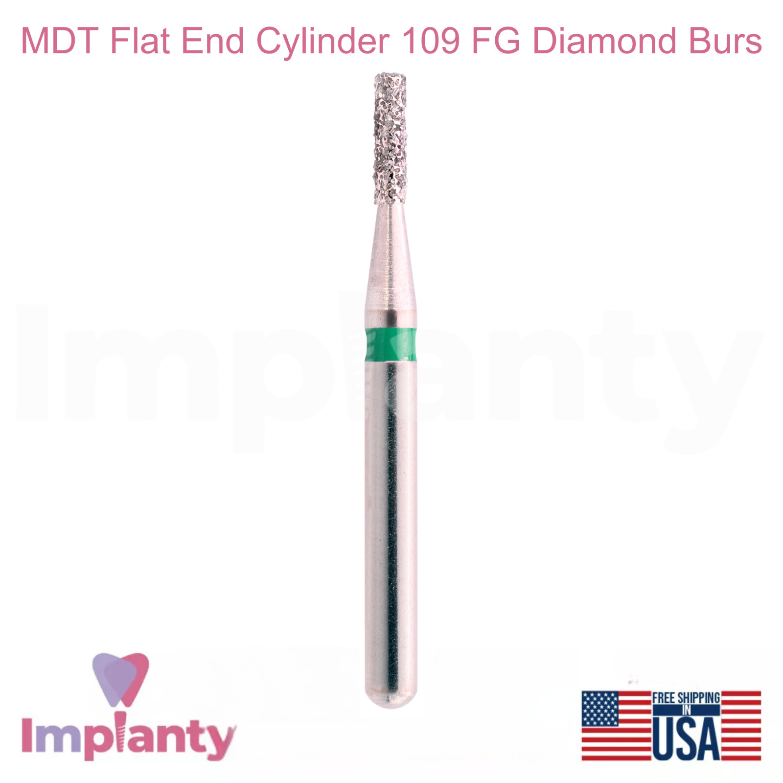 MDT Dental Flat End Cylinder FG Diamond Burs 109 Reduction Contouring Surfaces