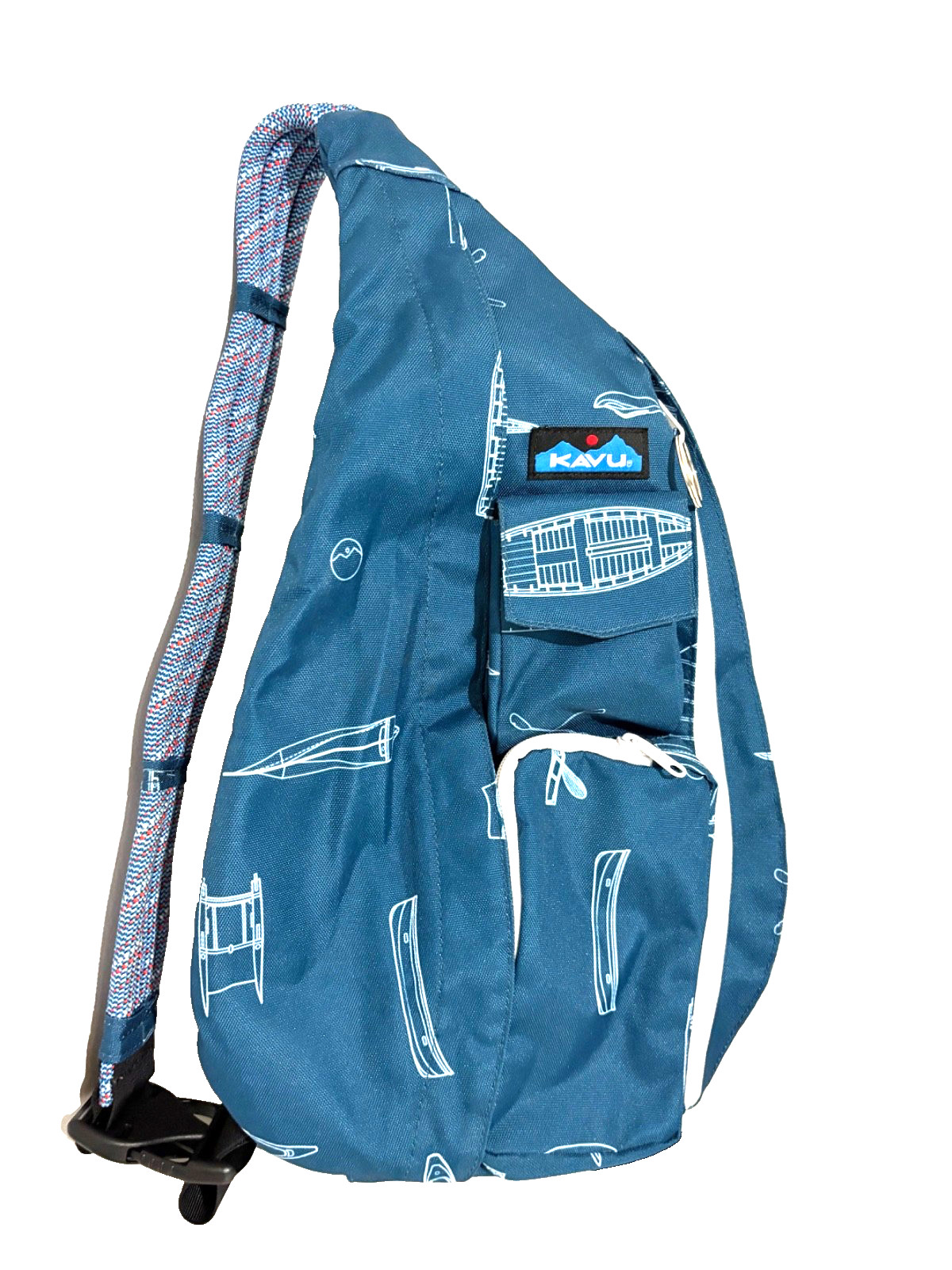Kavu Rope Sling Bag Teal sailboats ocean nautical theme~Free Shipping!