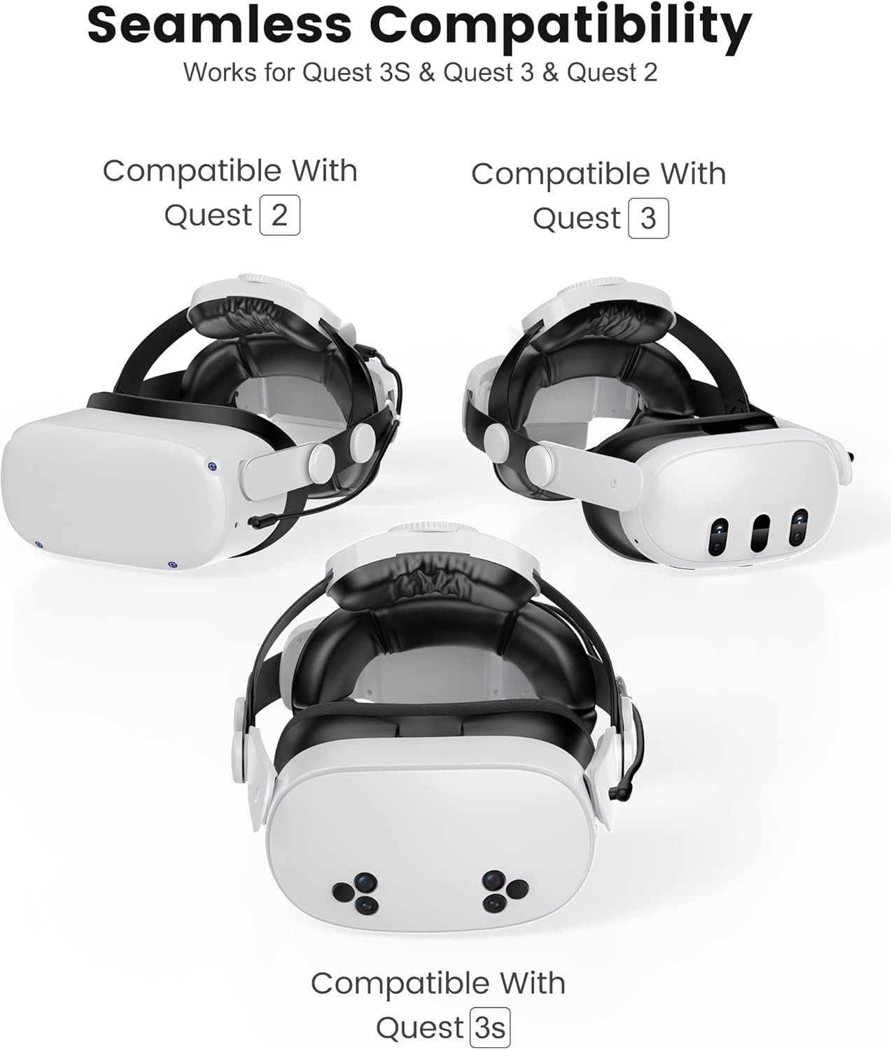 for Meta Quest 3S/Quest 2/Quest 3 Head Strap, Double Knobs Adjustable Elite Stra