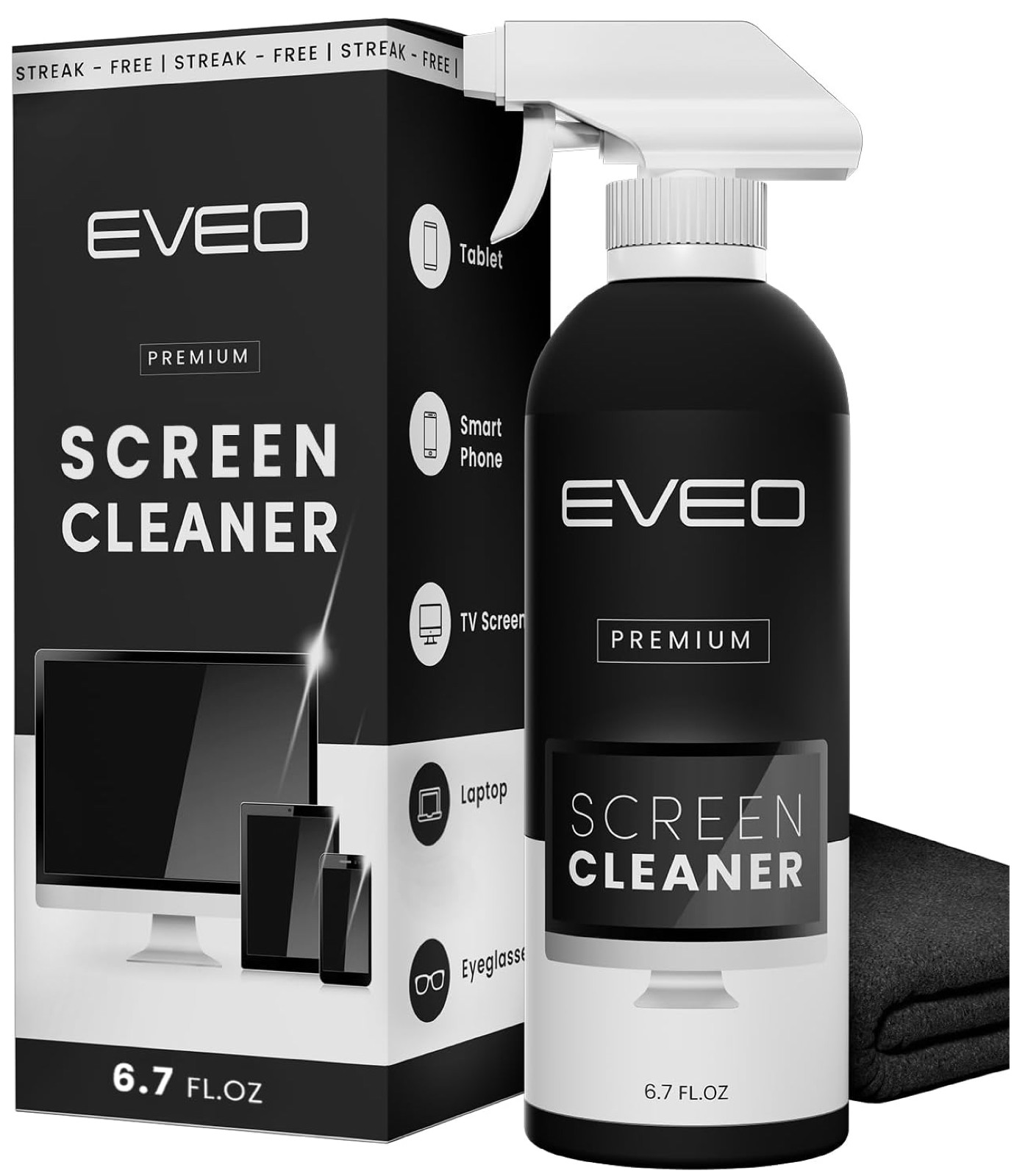 EVEO® Screen Cleaner Spray Kit (Streak-Free) TV Screen Cleaner for Smart TV, LC