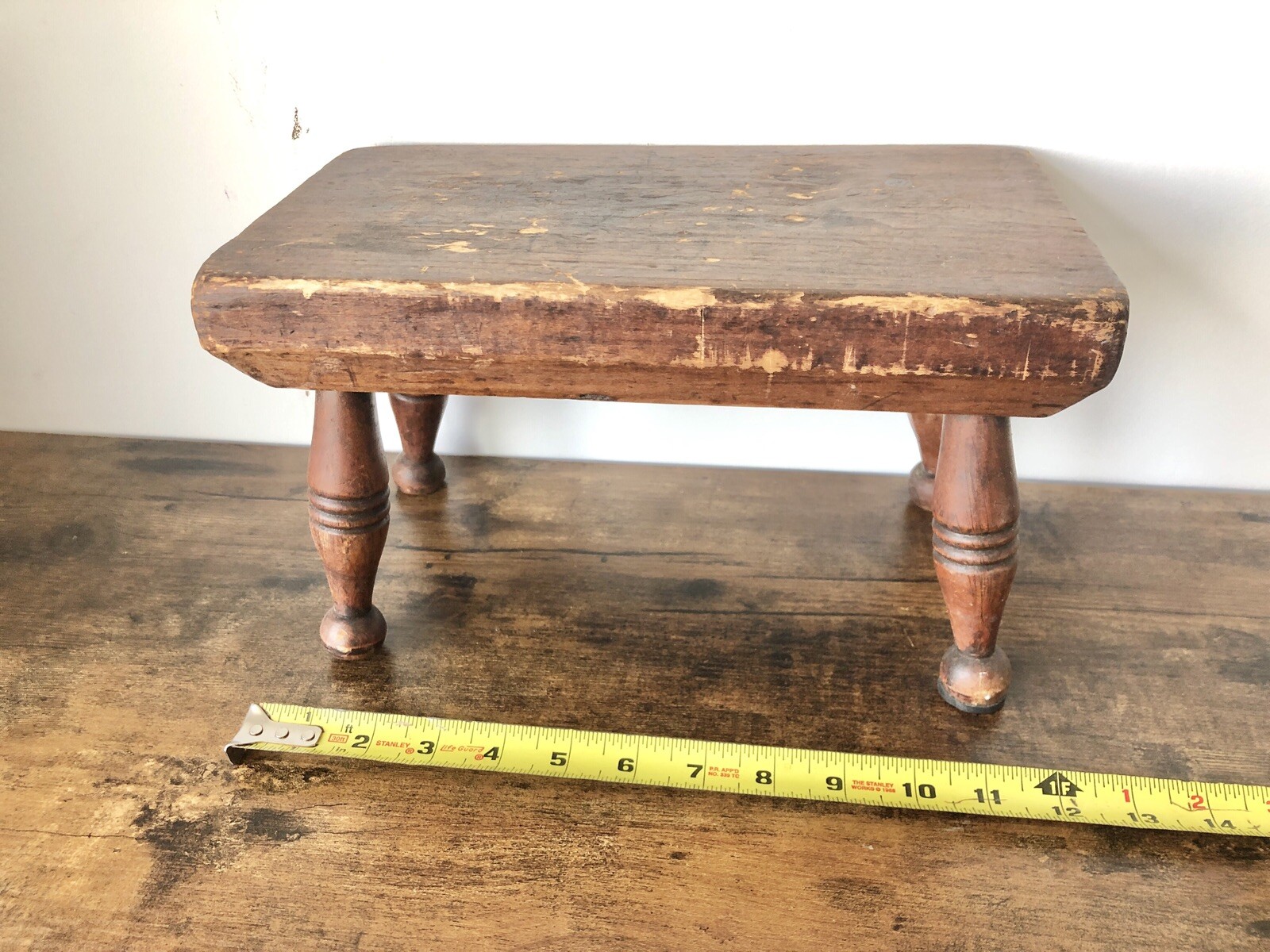 Rare 19th C. Shaker Rectangle Foot/Step Stool/Rest Button Feet Original Surface