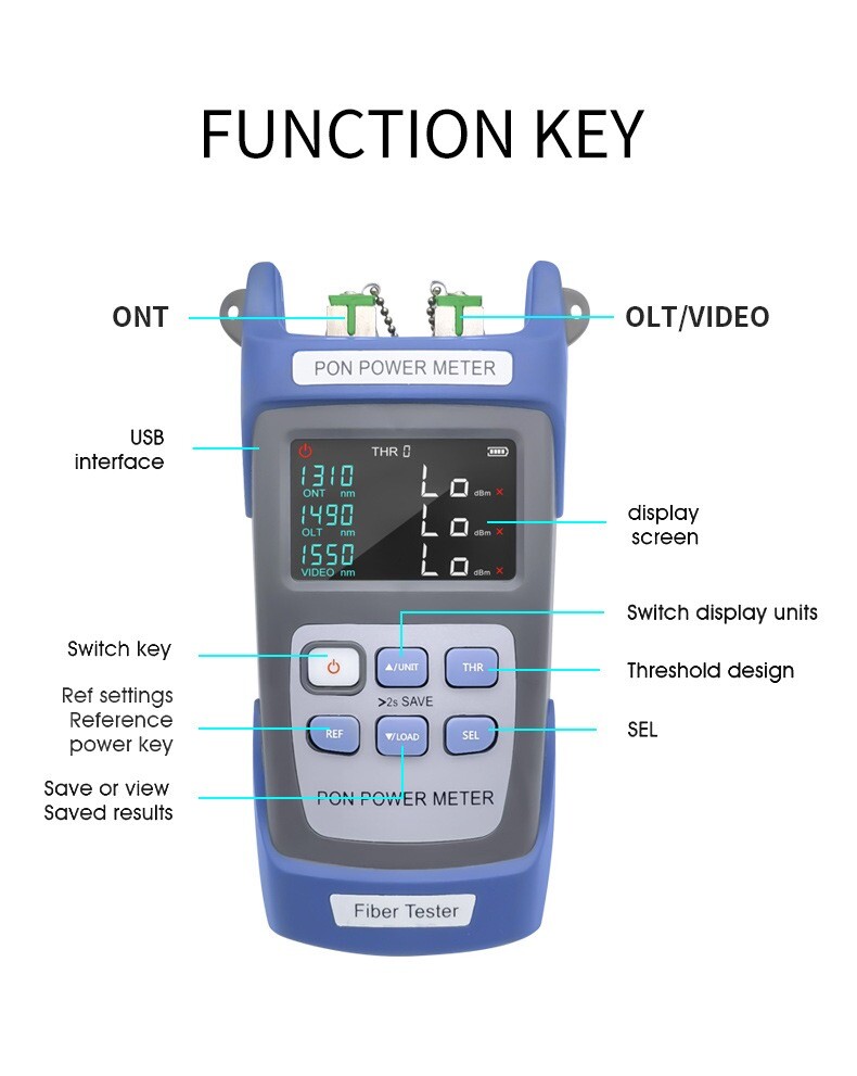 PON Tester Fiber Optical Power Meter UPC Port Digital Optic Cable Testing Tool