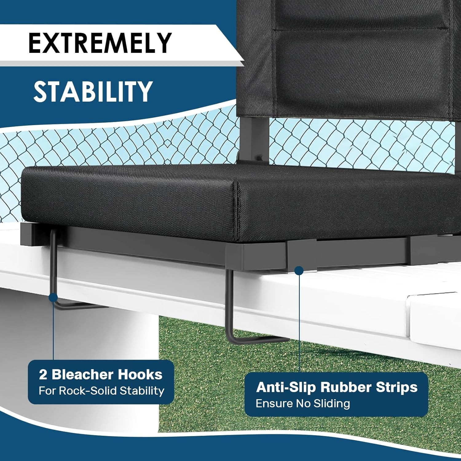 Stadium Seats with Back Support,Bleacher Chairs with Cushion, Portable Folding S