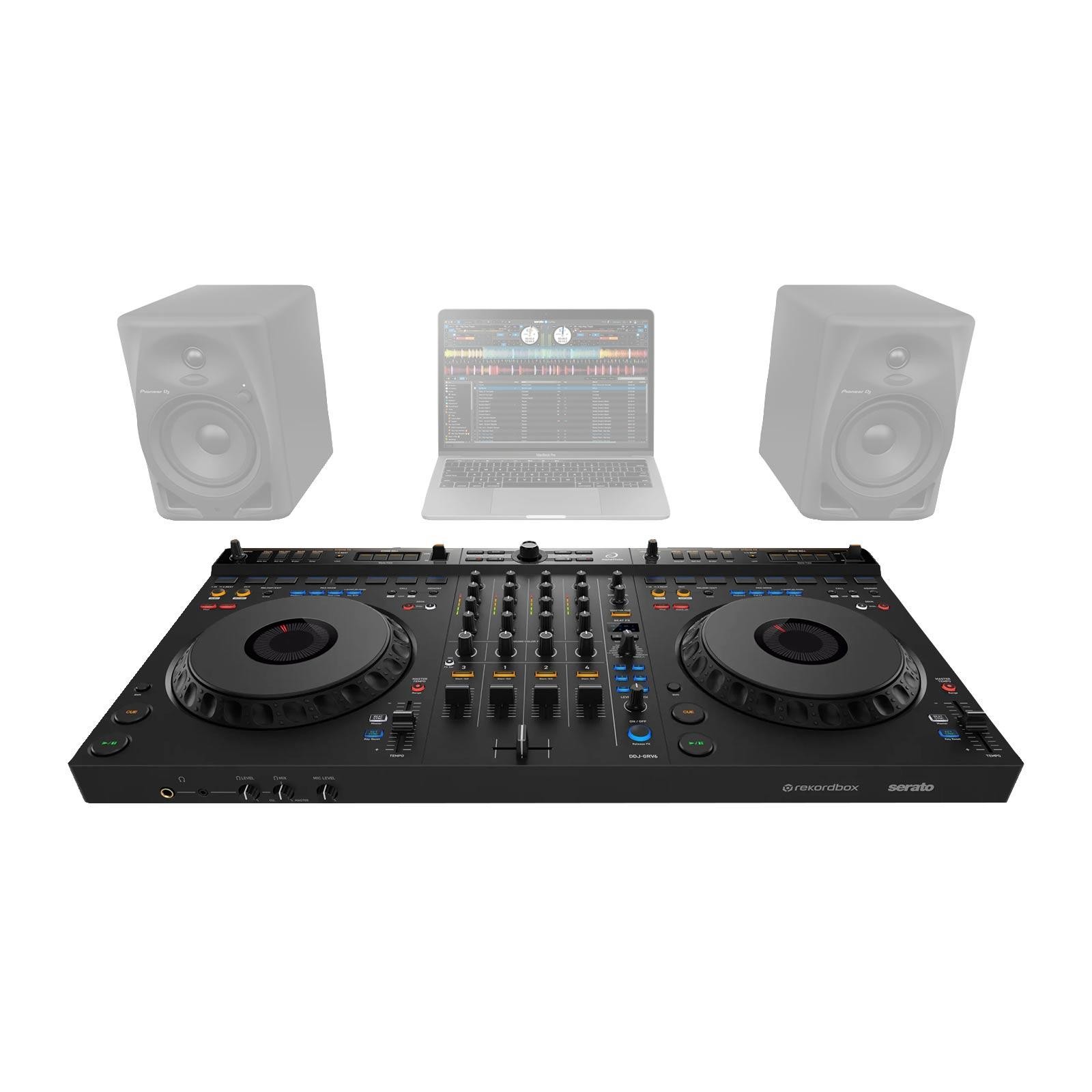 AlphaTheta DDJ-GRV6 4 Channel DJ Controller w 12" Speakers Package