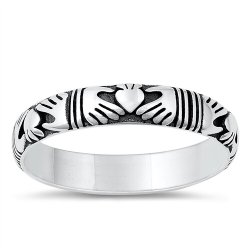 Sterling Silver Claddagh Heart Band Ring Available Size 4 5 6 7 8 9 10 NEW