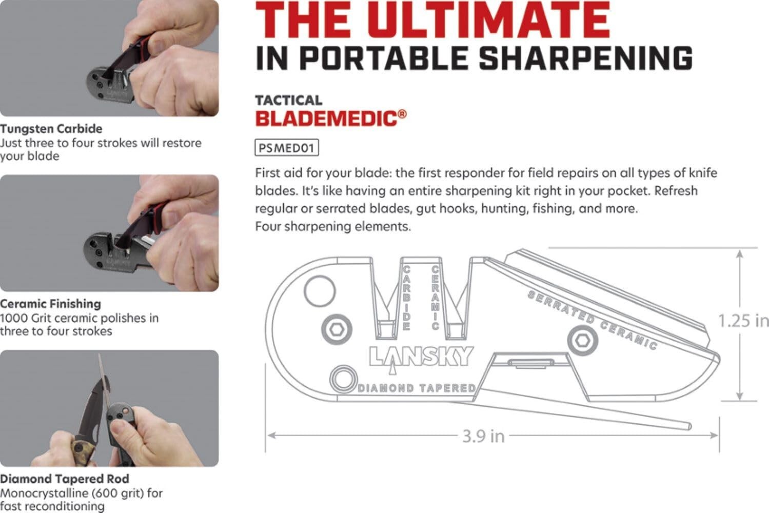 LANSKY Knife Sharpener Ceramic Stainless Blade Medic