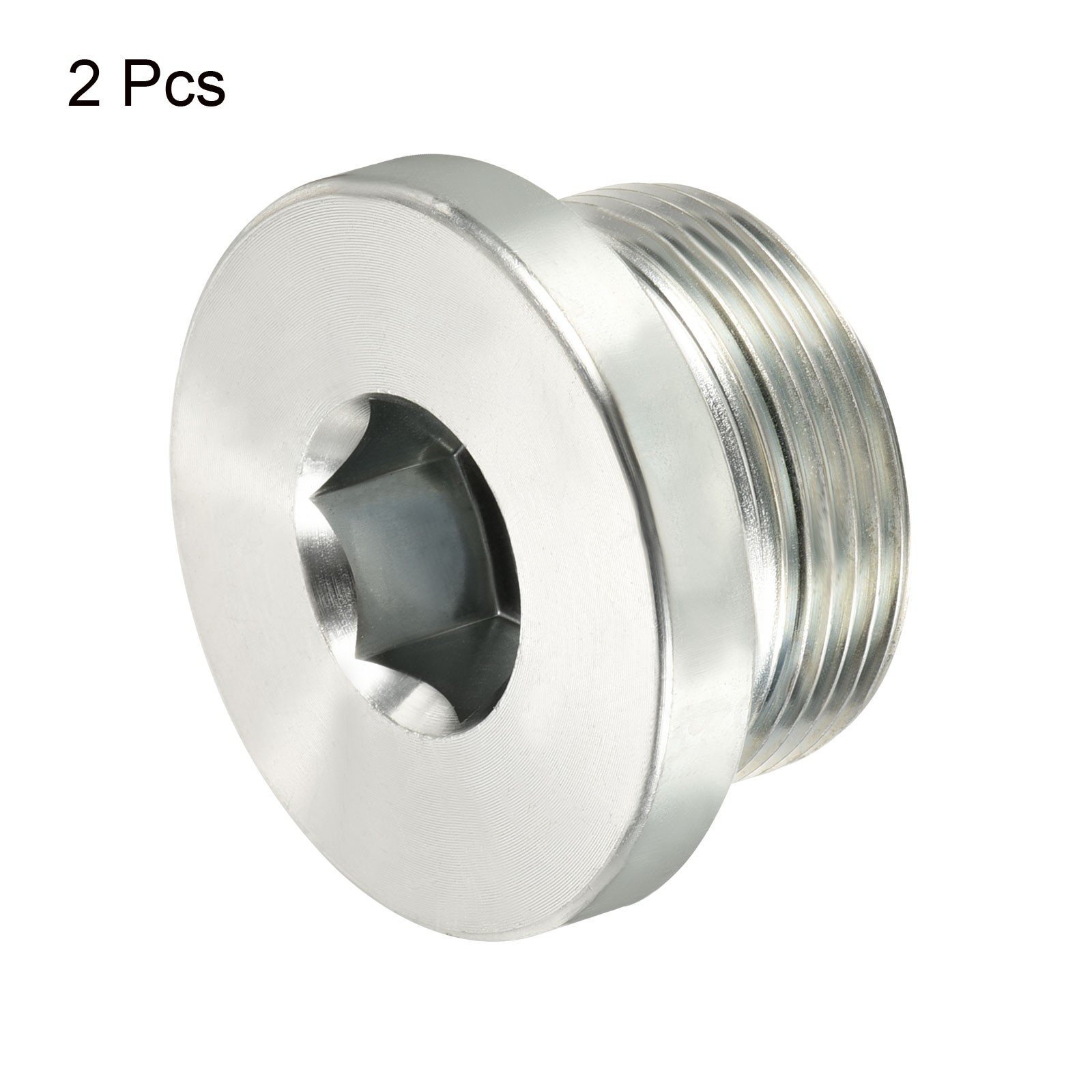 M30*1.5 Hex Head Pipe Fitting Plug, 2 Pack Male Thread 45# Steel Plug