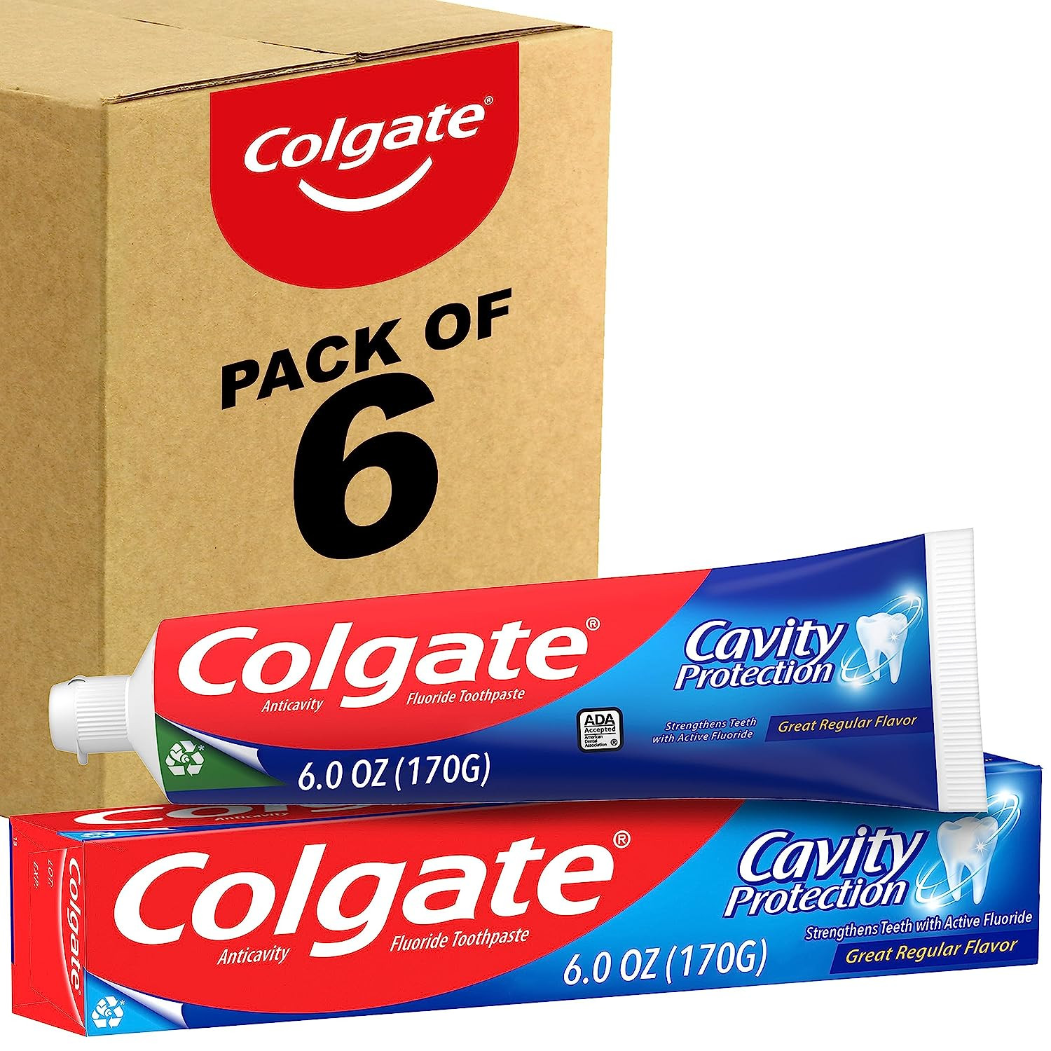 Colgate Cavity Protection Toothpaste with Fluoride, Minty Great Regular Flavor,