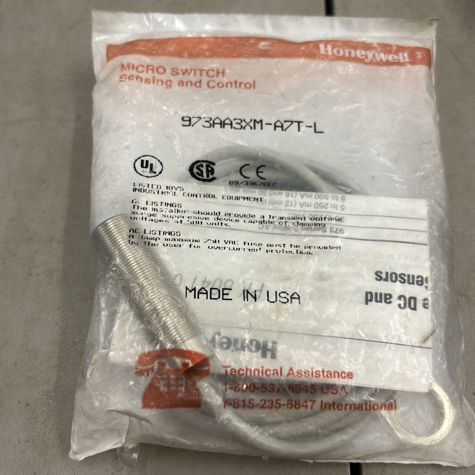 Honeywell Micro Switch Sensing And Control 973AA3X-A7T-L