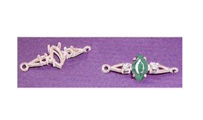 8x4mm Marquise Accented Silver Bracelet Link Setting