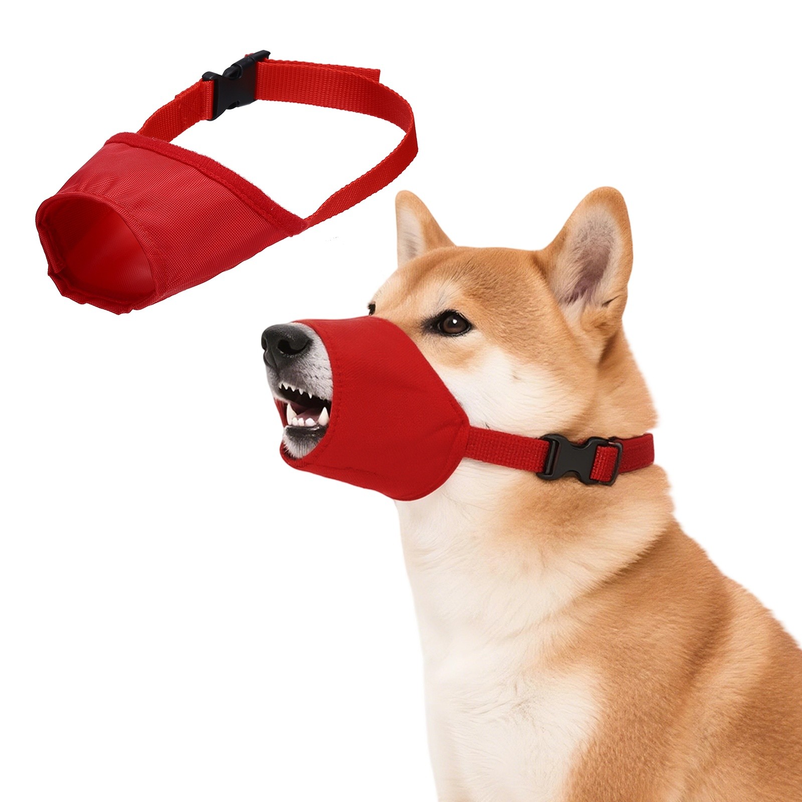 Quick Muzzle Dog Mouth Cover Protection Dog Muzzles M Red for Pet
