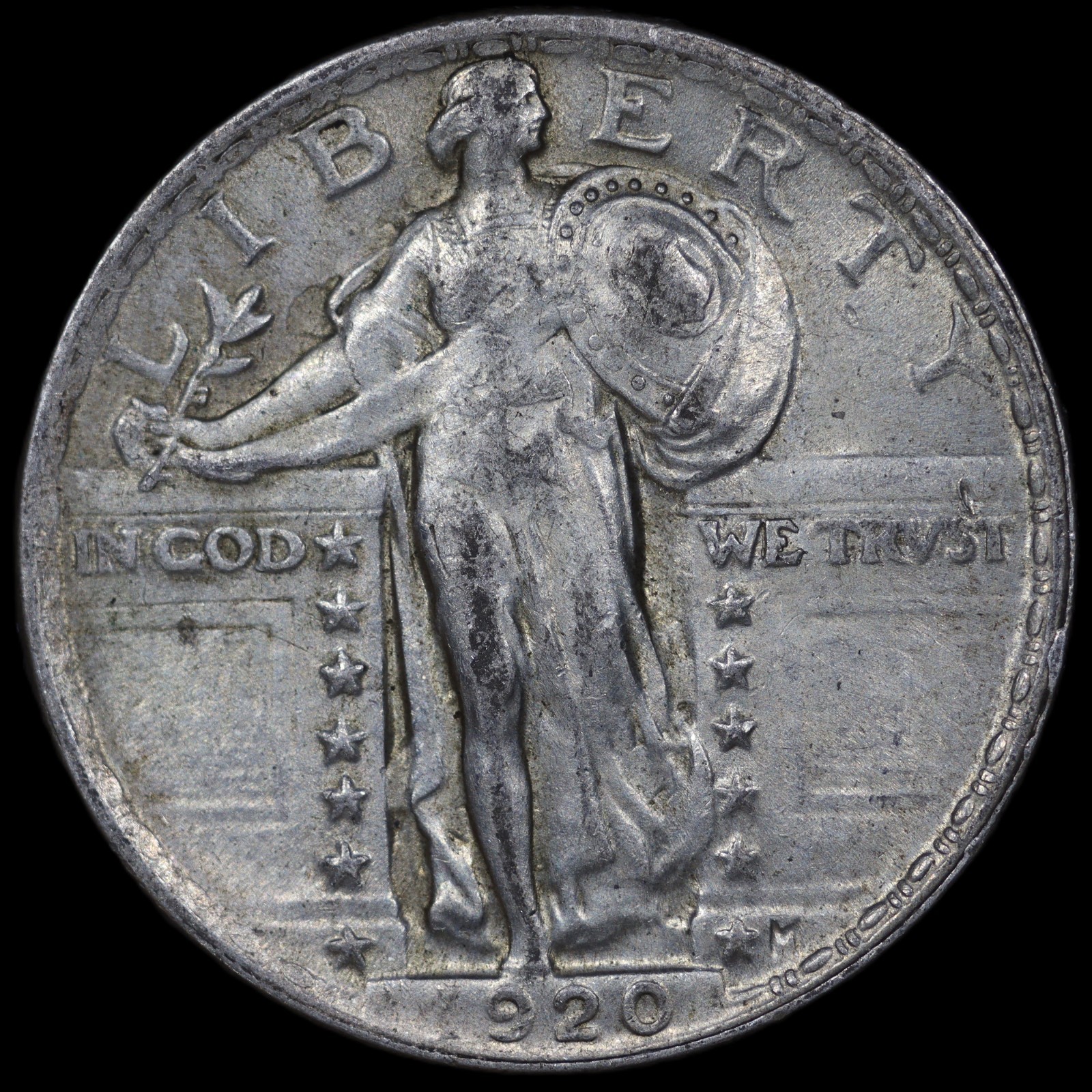 1920 P Standing Liberty Silver Quarter 25C - XF/AU Extra Fine - SKU#1169