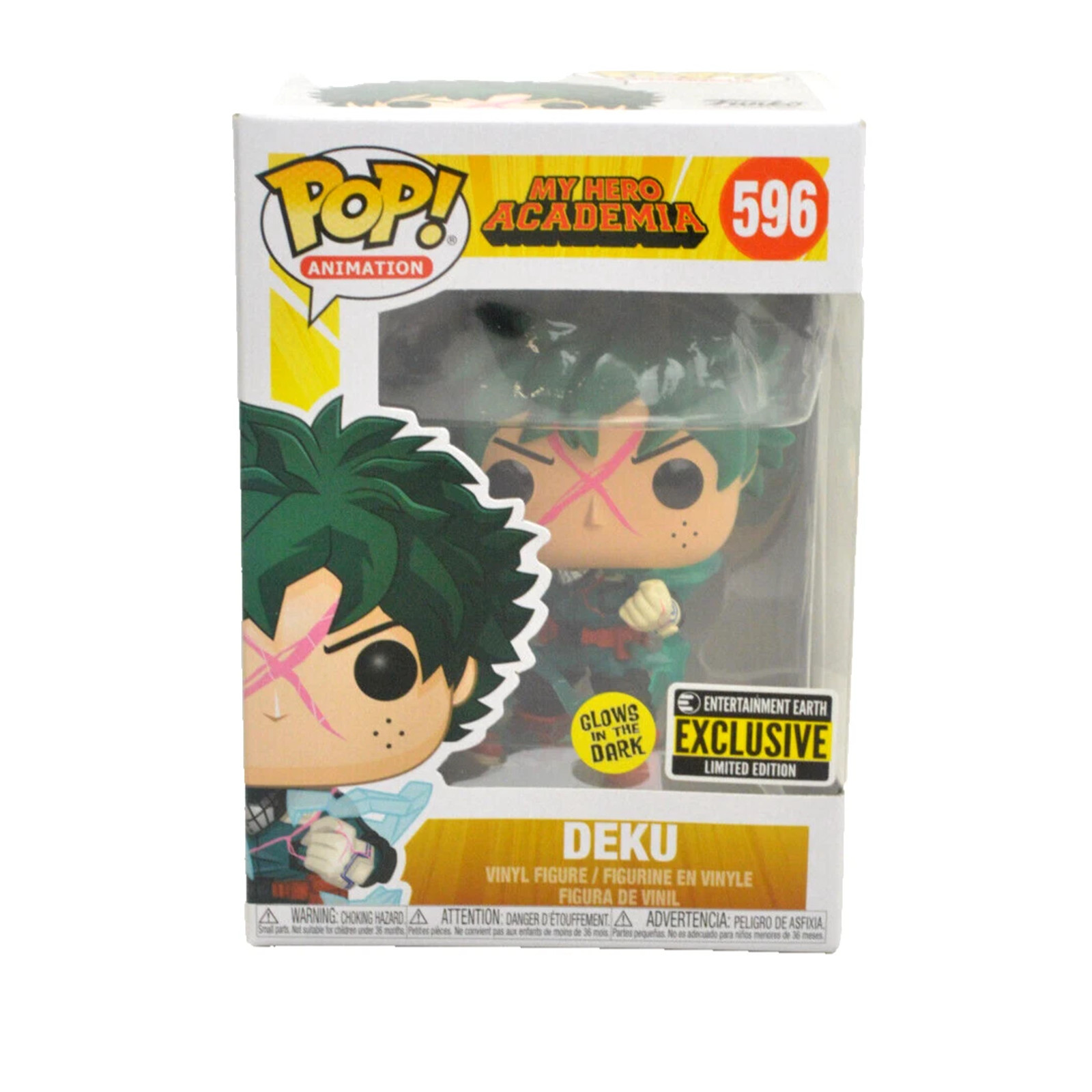 Funko Pop Deku Glow In The Dark #596 My Hero Academia EE Exclusive Vinyl Figure