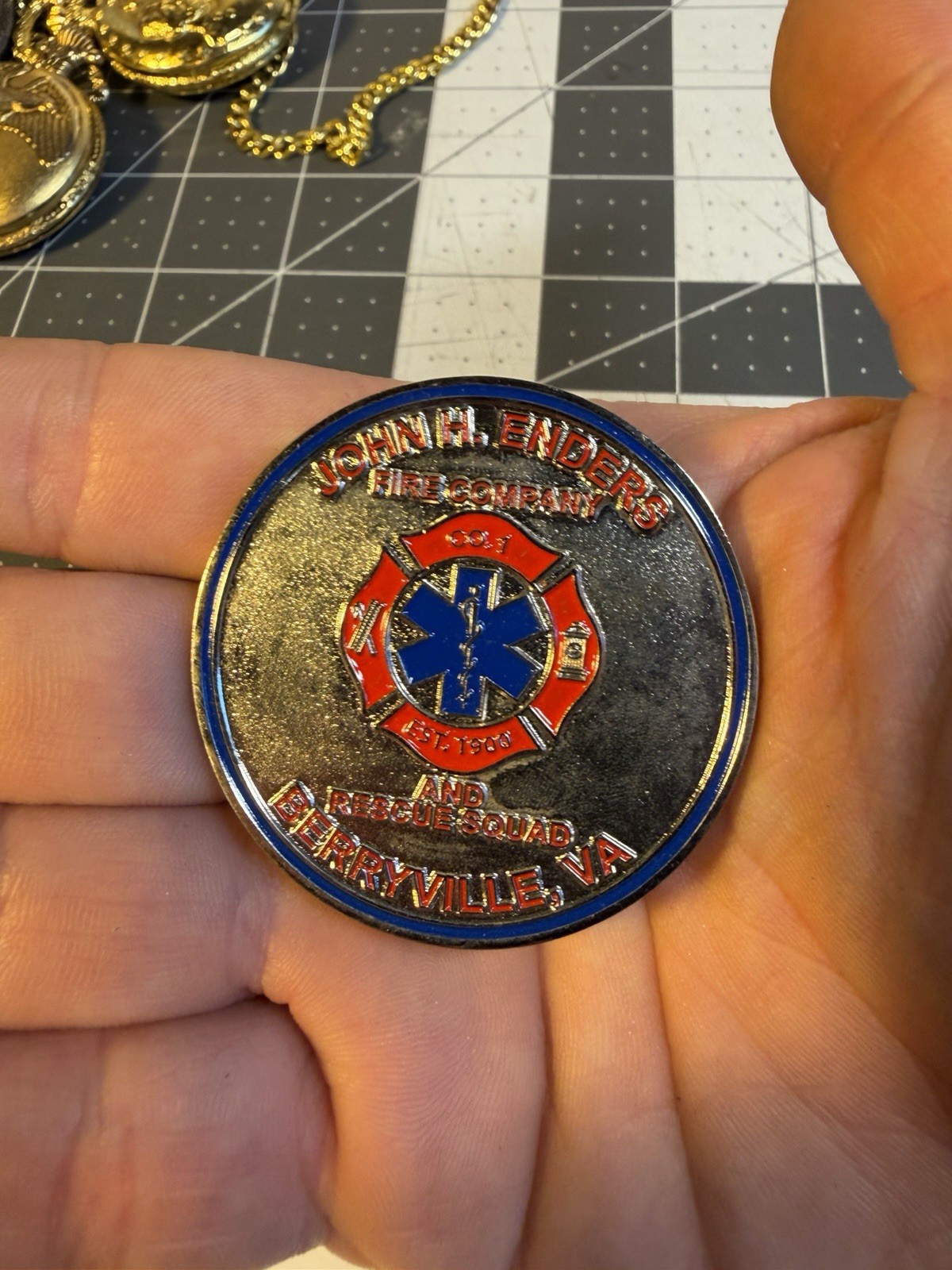 Vintage Berryville Va Fire Department Challenge Coin! Vintage Fire truck!