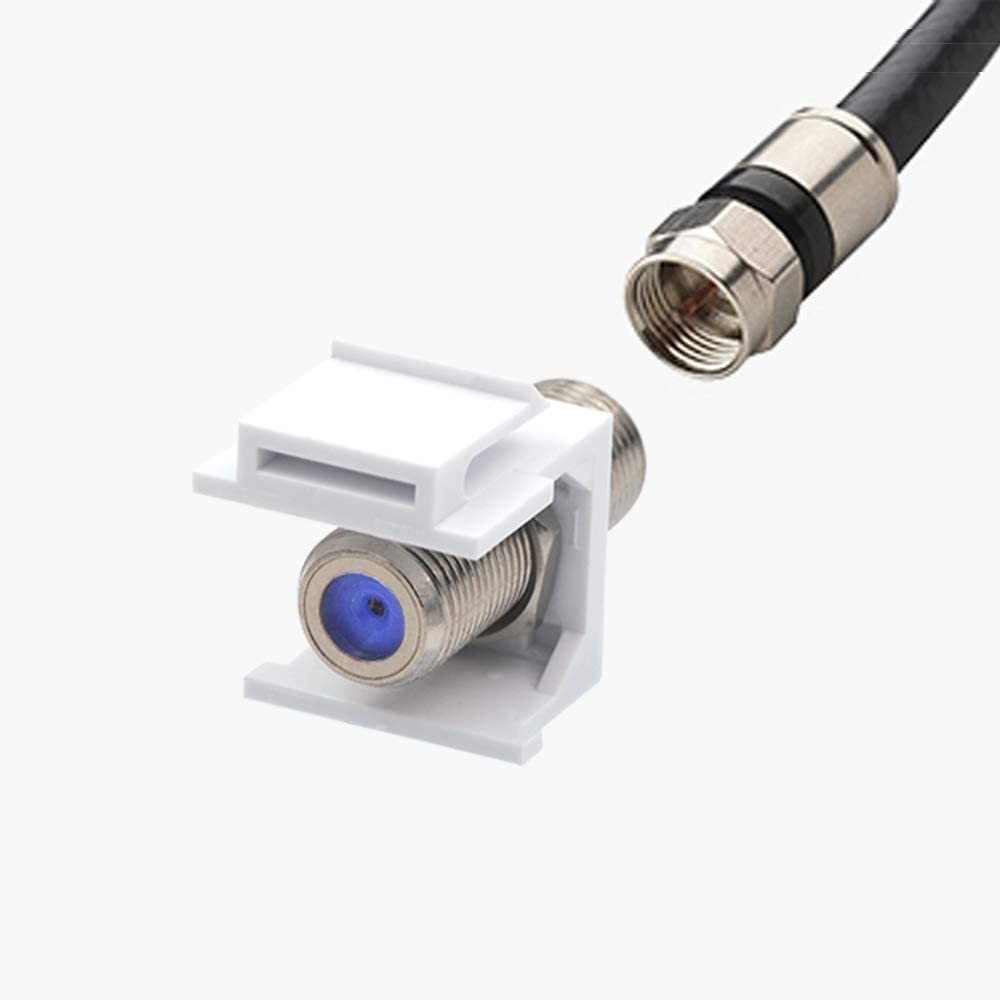 5-PACK - Keystone Jack Insert/Coupler Type: Coax F-Type 2.4Ghz HIGH SPEED White