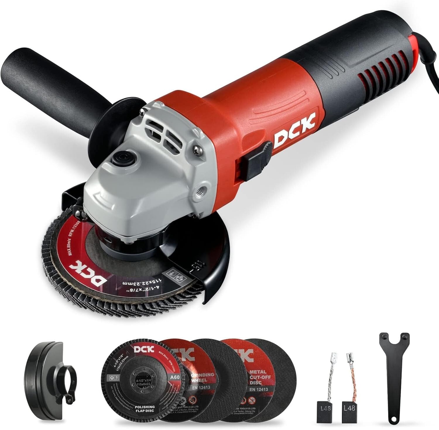 DCK Angle Grinder, 4-1/2-Inch, 6.7Amp Corded Angle Grinder, 11,800 RPM with 2...